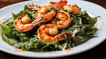 Kale Caesar Salad with Grilled Shrimp